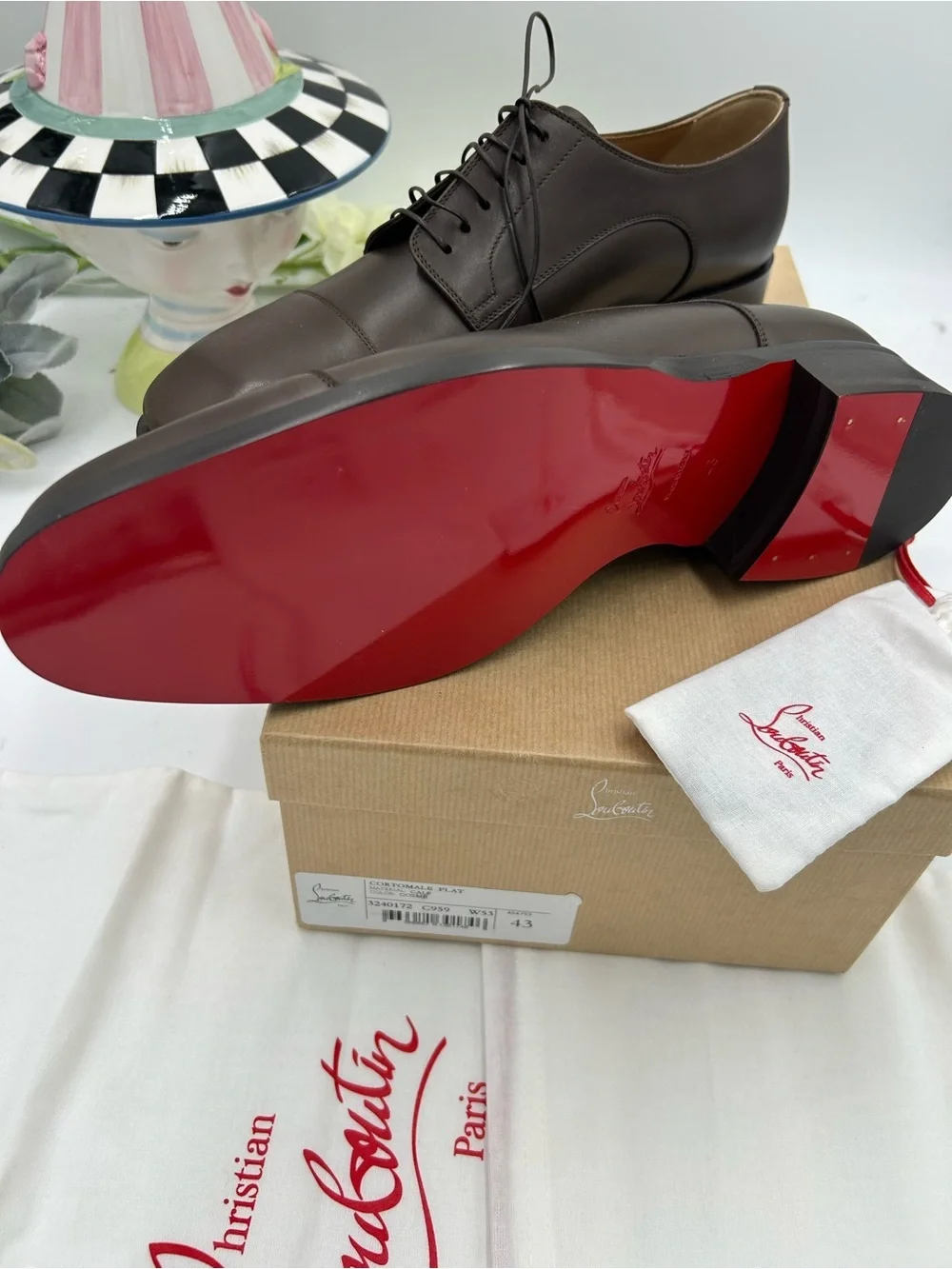 Men's Christian Louboutin CORTOMALE lace up Oxford size 43 made in Italy
